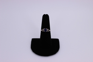 14 KT White Gold Lady's Blue Stone Ring Size 6 3/4
