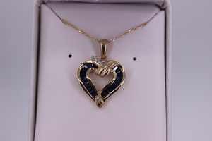  10KT Lady's Yellow Gold Blue Stone Heart with 20