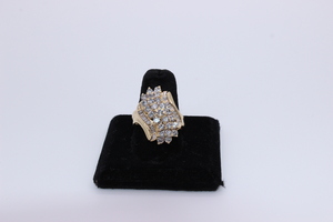  14KT Ladies Yellow Gold Cluster Ring 2.37 CTTW