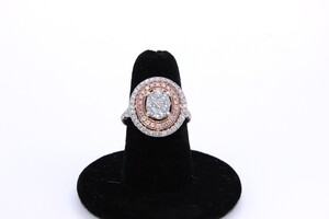  Gold 14KT White and Rose Gold Cluster Ring 1.28CTTW Appx