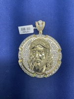  Gold 10KT CZ Jesus Head