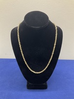 Gold 10KT Solid Rope Chain 4MM 24”