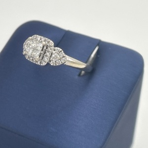 Square Diamond Cluster Engagement Ring