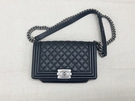 CHANEL Le Boy Black Lambskin handbag purse