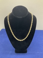  Gold 10KT Hollow Rope Chain NEW 24” 6.5MM