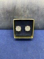  10KT Gold Cluster Earrings 2.4 CTTW Appx