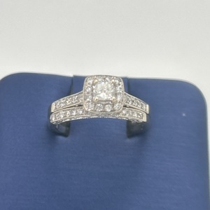  Square Halo Diamond Wedding Set