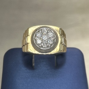  Men's 10kt Yellow Gold Rolex Style Cluster Ring
