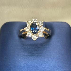  Ladies 14kt Yellow Gold Diamond and Sapphire Cocktail Ring