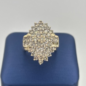  Gold 10kt Yellow Cluster 6.90gms Ring 2.95 CTTW appx sz 9.75 w/ JAGI cert